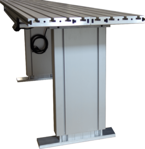 Höhenverstellbares Arbeitstischsystem mit Aluprofil Tischplatte